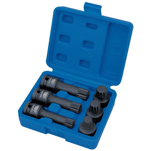 Draper Expert 28881 Impact Spline Bit Set, 1/2" Sq. Dr. (6 Piece)