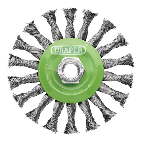 Draper 08061 Stainless-Steel Twist-Knot Flat Wire Wheel Brush, 115mm, M14