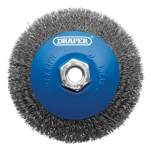 Draper 08065 Steel Bevelled Crimped Wire Wheel Brush, 115mm, M14