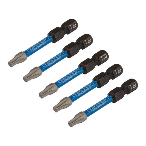 Draper Expert 05652 TX-STAR® Impact Screwdriver Bits, T20 x 50mm, 1/4" Hex (Pack of 5)