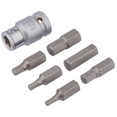Draper Expert 83565 Metric Hexagon Bit Set, 1/2" Sq. Dr. (7 Piece)
