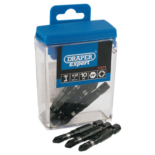 Draper Expert 11674 PZ Type Impact Bits, No.2 x 50mm (10 Piece)