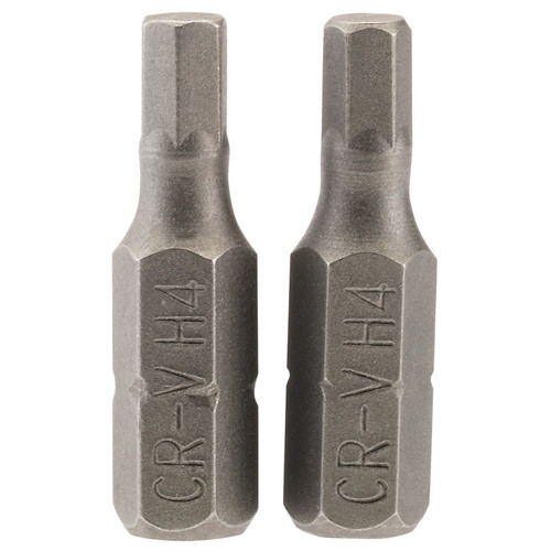 Draper 63982 Hexagonal Insert Bit, 4mm, 1/4" Hex, 25mm Long (Pack of 2)