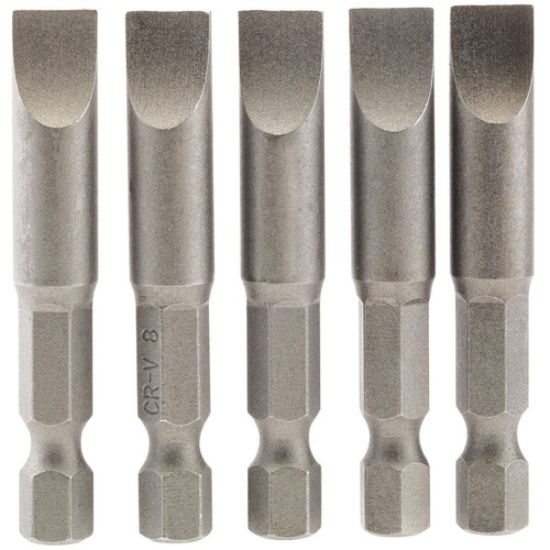 Draper 64280 Plain Slot Insert Bit, 8mm, 1/4" Hex, 50mm Long (Pack of 5)