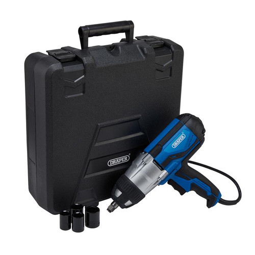 Draper 82994 230V Impact Wrench Kit, 1/2" Sq.Dr., 480Nm, 4 x Impact Sockets