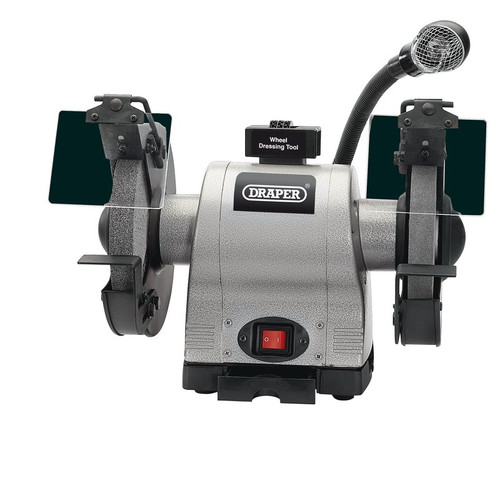 Draper 05097 Heavy Duty Bench Grinder with Work light, 200mm, 550W