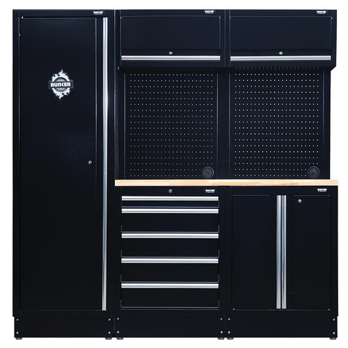 Draper 27471 BUNKER 11 Piece Modular Storage Combo with Hardwood Worktop, 1960mm