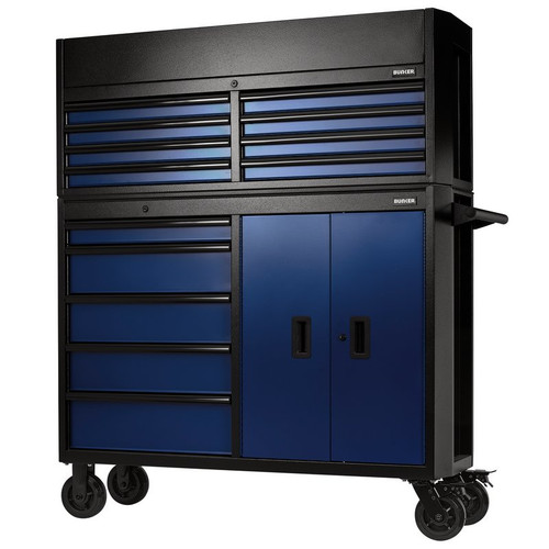 Draper 24254 BUNKER 13 Drawer Combined Roller Cabinet and Tool Chest, 52", Blue