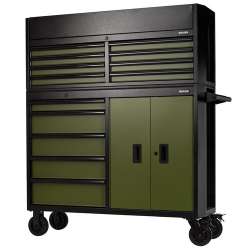 Bunker 24255 13 Drawer Combined Roller Cabinet and Tool Chest, 52", Green