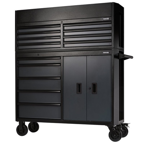 Draper 24256 BUNKER 13 Drawer Combined Roller Cabinet and Tool Chest, 52", Grey