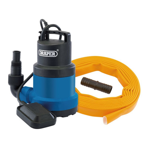 Draper 12429 230V Submersible Clean Water Pump with Float Switch and Layflat Hose, 191L/min, 550W