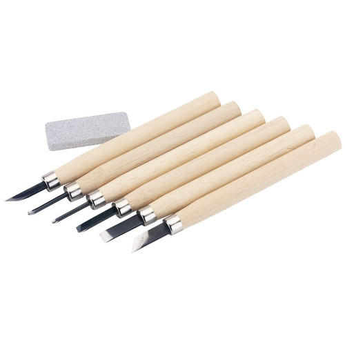 Draper 31777 Wood Carving Set with Sharpening Stone (7 Piece)