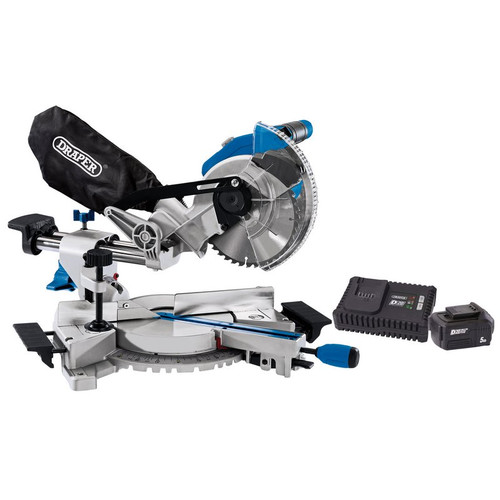 D20 99970 20V Brushless Sliding Compound Mitre Saw, 185mm, 1 x 5.0Ah Battery, 1 x Fast Charger