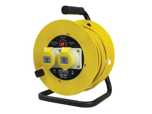 Faithfull Power Plus CR25162.5-TB Open Drum Cable Reel 110V 16A 2-Socket 25m (2.5mm Cable) - FPPCR25ML25 - main image