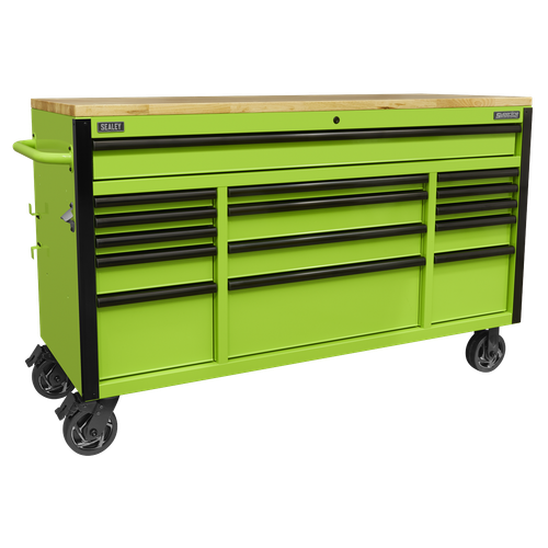 Superline Pro AP6115BE Mobile Trolley with Wooden Worktop 15 Drawer 1549mm