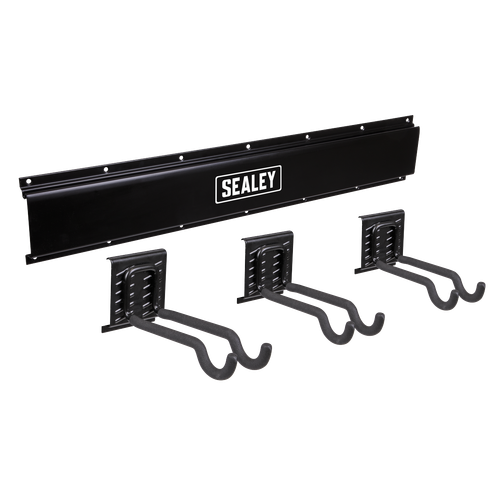 Sealey APHKIT11 Wall Mounting Storage Rail with Sports Equipment Hooks