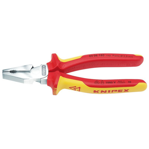 KNIPEX 49168 02 06 180 SB VDE High Leverage Combination Pliers Insulated with Multi-Component Grips, 180mm