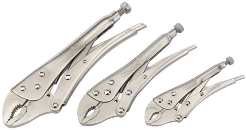 Draper 14040 Curved Jaw Self Grip Pliers Set (3 Piece)