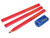 Faithfull FAICPSHARP Carpenters' Pencils Red (Pack 3 + Sharpener) - FAICPSHARP