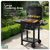 Dellonda DG283 Charcoal Grill BBQ Smoker & Trolley with 2 Side Shelves - Black
