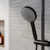 Baridi DH315 Thermostatic Shower Mixer Set, 20cm Round Head, Adjustable Rail - Black