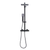 Baridi DH317 Thermostatic Shower Mixer Set, 20x20cm Square Head, Adjustable Rail - Black