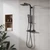Baridi DH317 Thermostatic Shower Mixer Set, 20x20cm Square Head, Adjustable Rail - Black