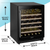 Baridi DH78 54 Bottle Undercounter/Freestanding Wine Fridge with Digital Touch Screen Controls, Wooden Shelves & LED Light 135L - Black
