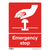 Worksafe SS35P1 Emergency Stop Safety Sign - Rigid Plastic
