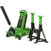 Sealey 3015CXHV Trolley Jack with Super Rocket Lift 3 Tonne & Axle Stands (Pair) 3 Tonne Capacity per Stand - Green