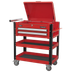 Superline Pro AP760M Heavy-Duty Mobile Tool & Parts Trolley with Lockable Top & 2 Drawers - Red