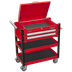 Superline Pro AP760M Heavy-Duty Mobile Tool & Parts Trolley with Lockable Top & 2 Drawers - Red