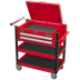 Superline Pro AP760M Heavy-Duty Mobile Tool & Parts Trolley with Lockable Top & 2 Drawers - Red
