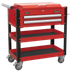Superline Pro AP760M Heavy-Duty Mobile Tool & Parts Trolley with Lockable Top & 2 Drawers - Red