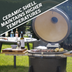 Dellonda DG159 Deluxe 22"(56cm) Ceramic Kamado Style BBQ with Wheeled Stand