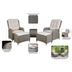 Dellonda DG68 Chester Rattan Wicker Outdoor Recliner Loungers & Table Set 5pc