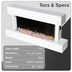 Baridi DH113 Wall Mounting Electric Fireplace with LED Flame Effect 46" - White