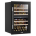 Baridi DH118 57 Bottle Built-In Dual Zone Wine Cooler with Beech Wood Shelves & LED Light - Black
