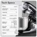 Baridi DH173 1500W Stand Mixer with Accessories 6L - Black