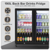 Baridi DH272 Back Bar Drinks Fridge/Cooler with Double Hinged Door & Security Lock 190L - Black
