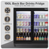 Baridi DH273 Back Bar Drinks Fridge/Cooler with Double Sliding Door & Security Lock 190L - Black