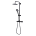 Baridi DH315 Thermostatic Shower Mixer Set, 20cm Round Head, Adjustable Rail - Black