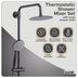 Baridi DH315 Thermostatic Shower Mixer Set, 20cm Round Head, Adjustable Rail - Black