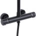 Baridi DH315 Thermostatic Shower Mixer Set, 20cm Round Head, Adjustable Rail - Black