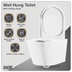 Baridi DH335 Wall Hung Toilet with Soft Close Seat & Rimless Flush - White