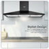Baridi DH59 Cooker Hood, Chimney Style with Carbon Filters 90cm - Black