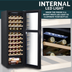 Baridi DH92 44 Bottle Dual Zone Wine Fridge with Digital Touch Screen Controls, Beech Wood Shelves & LED Light - Black