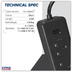 Sealey EL34USBB 2.6m Extension Lead with USB Ports - Black