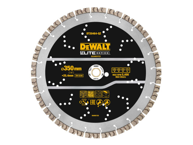 DeWalt DT20464-QZ ELITE SERIES™ All Purpose Diamond Segmented Wheel 350 x 25.4mm