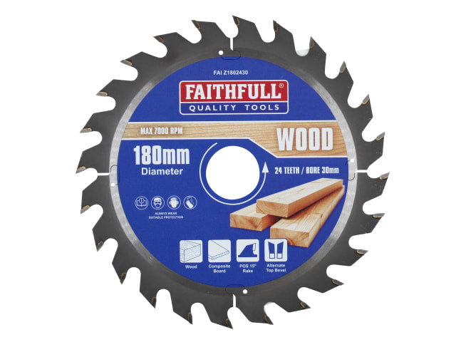 Faithfull TCT Circular Saw Blade 180 x 30mm x 24T POS